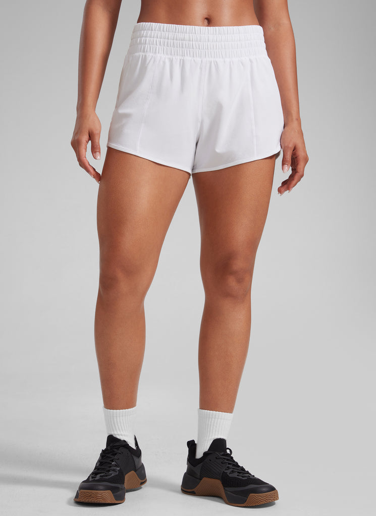 CRZ YOGA Women's Running Feathery-Fit High Rise Lined Shorts 2.5'' True Navy