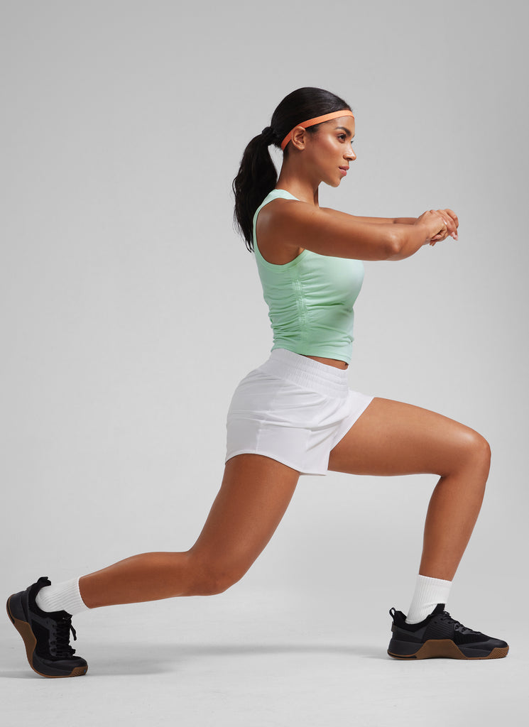 CRZ YOGA Women's Running Feathery-Fit High Rise Lined Shorts 2.5'' White