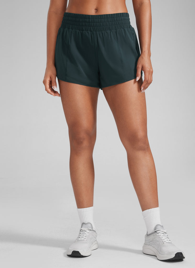 CRZ YOGA Women's Running Feathery-Fit High Rise Lined Shorts 2.5'' Melanite