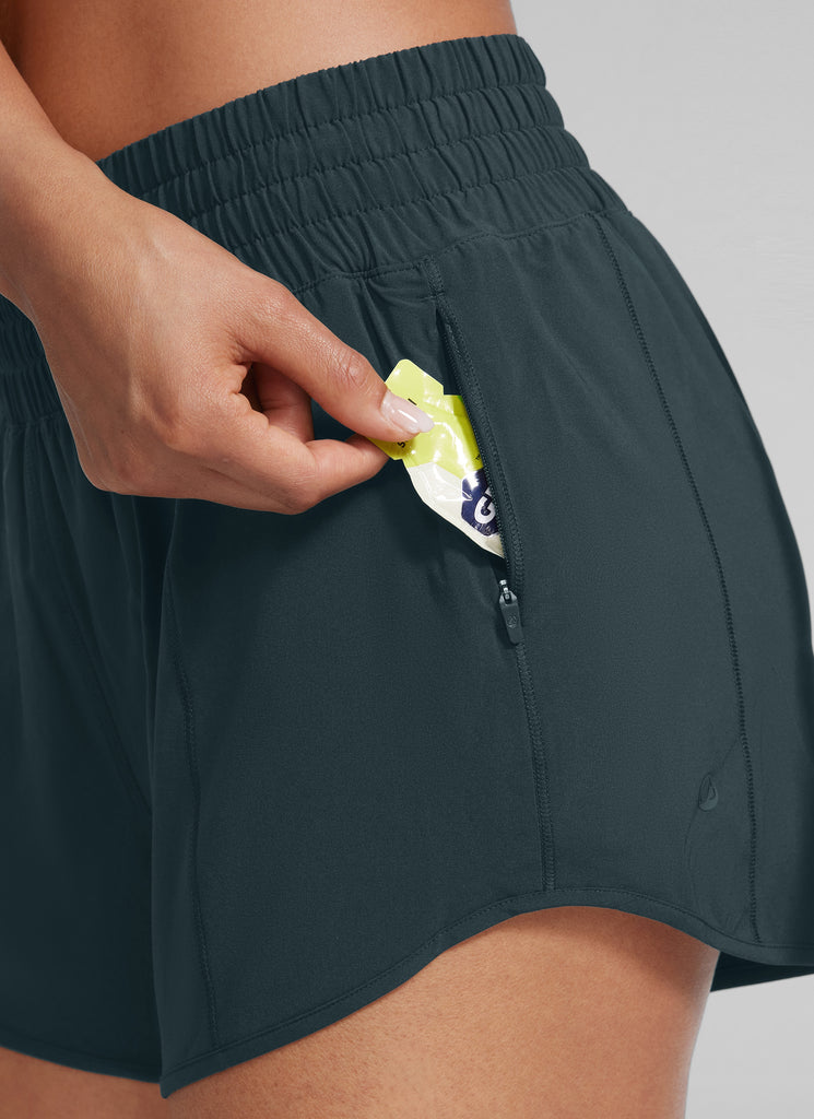 CRZ YOGA Women's Running Feathery-Fit High Rise Lined Shorts 2.5'' Melanite