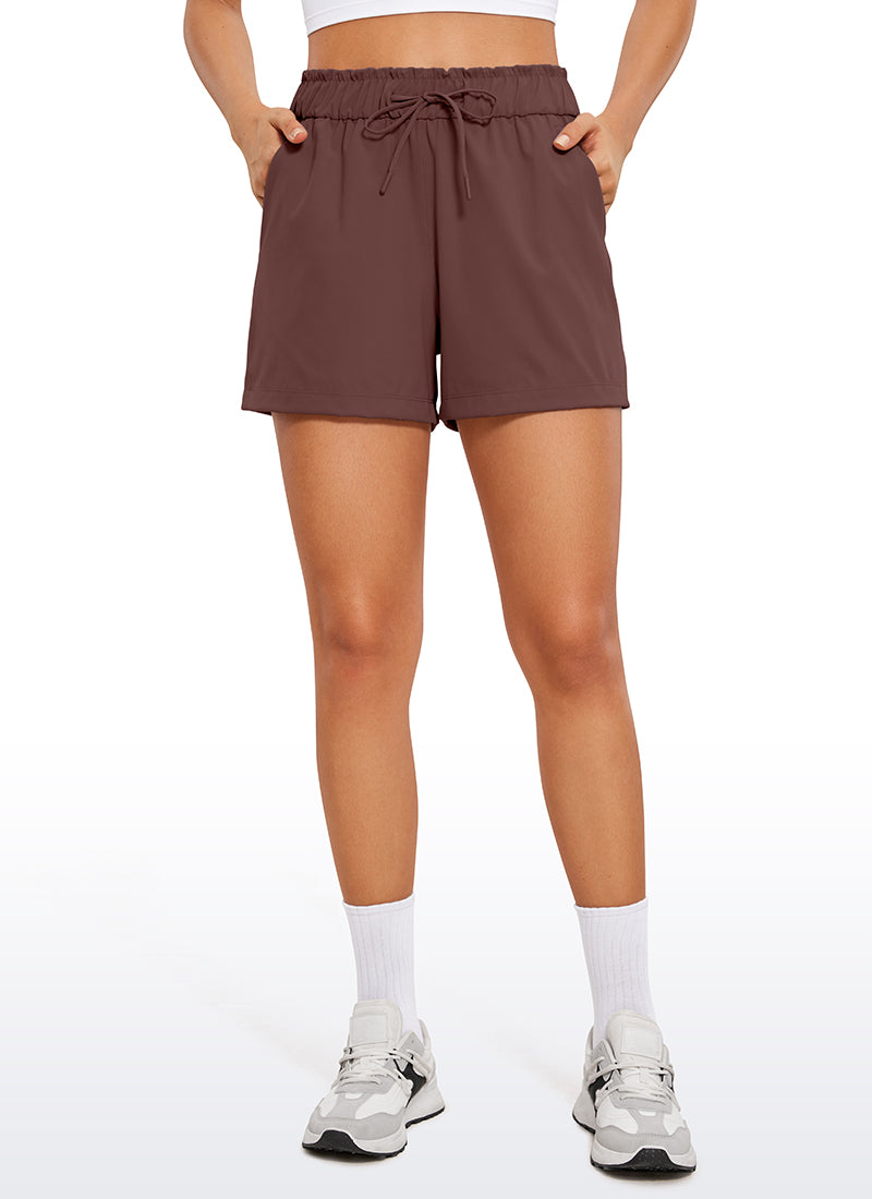 CRZ YOGA Women's Travel Stretch High-Rise Drawstring Shorts 2.5