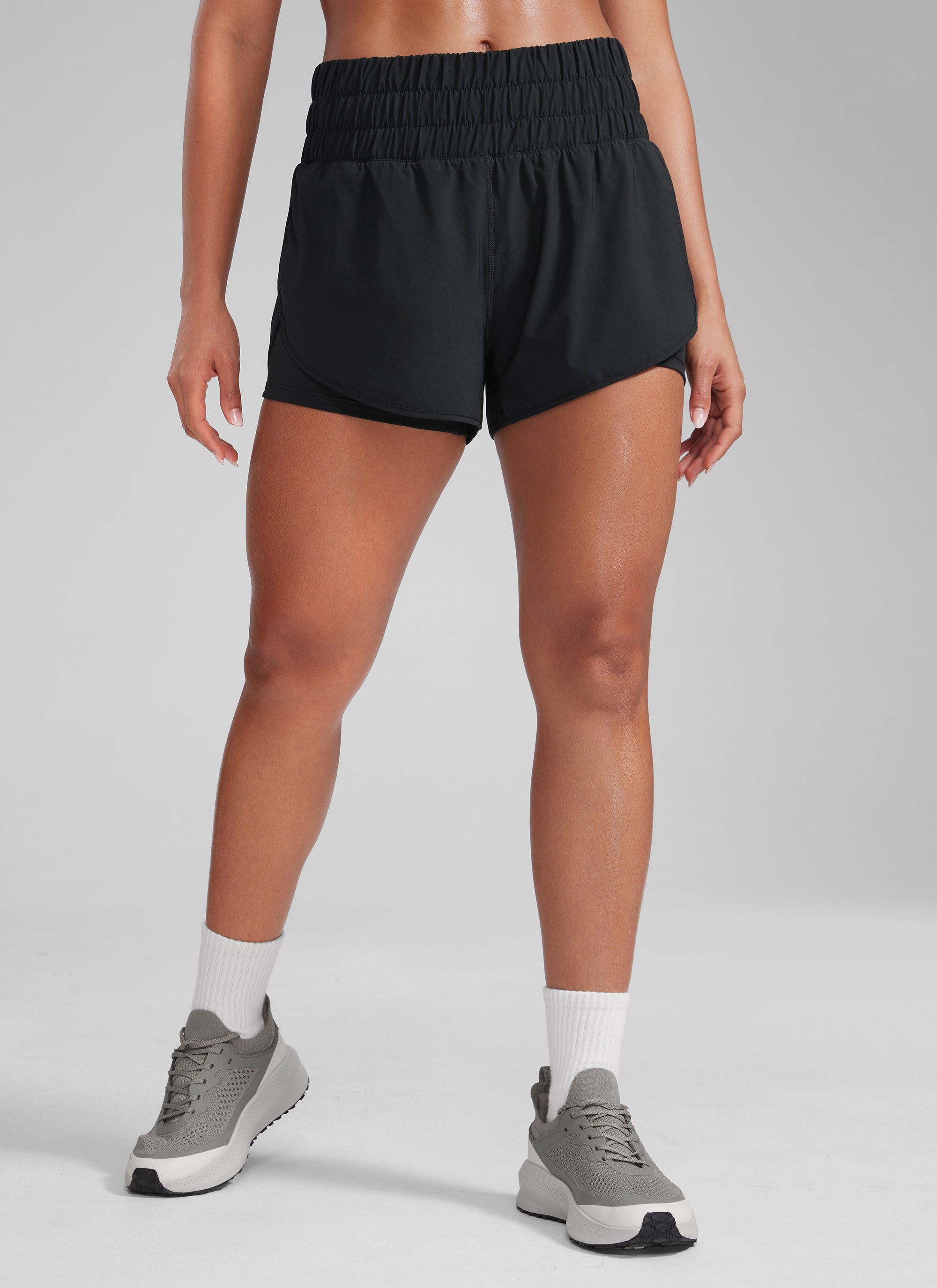 CRZ YOGA Women's Train High-Rise 2 in 1 Shorts with Pocket 3'' Black