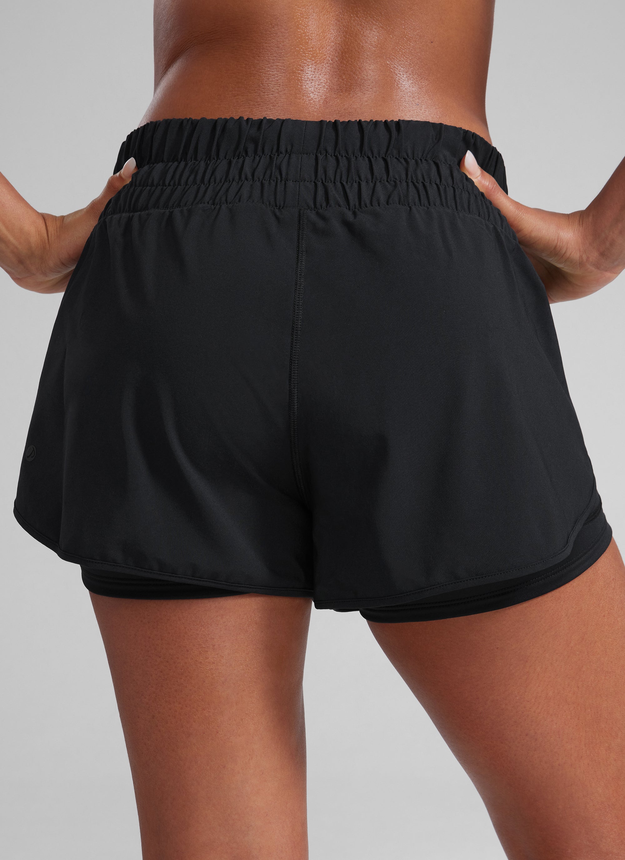 CRZ YOGA Women's Train High-Rise 2 in 1 Shorts with Pocket 3'' Black