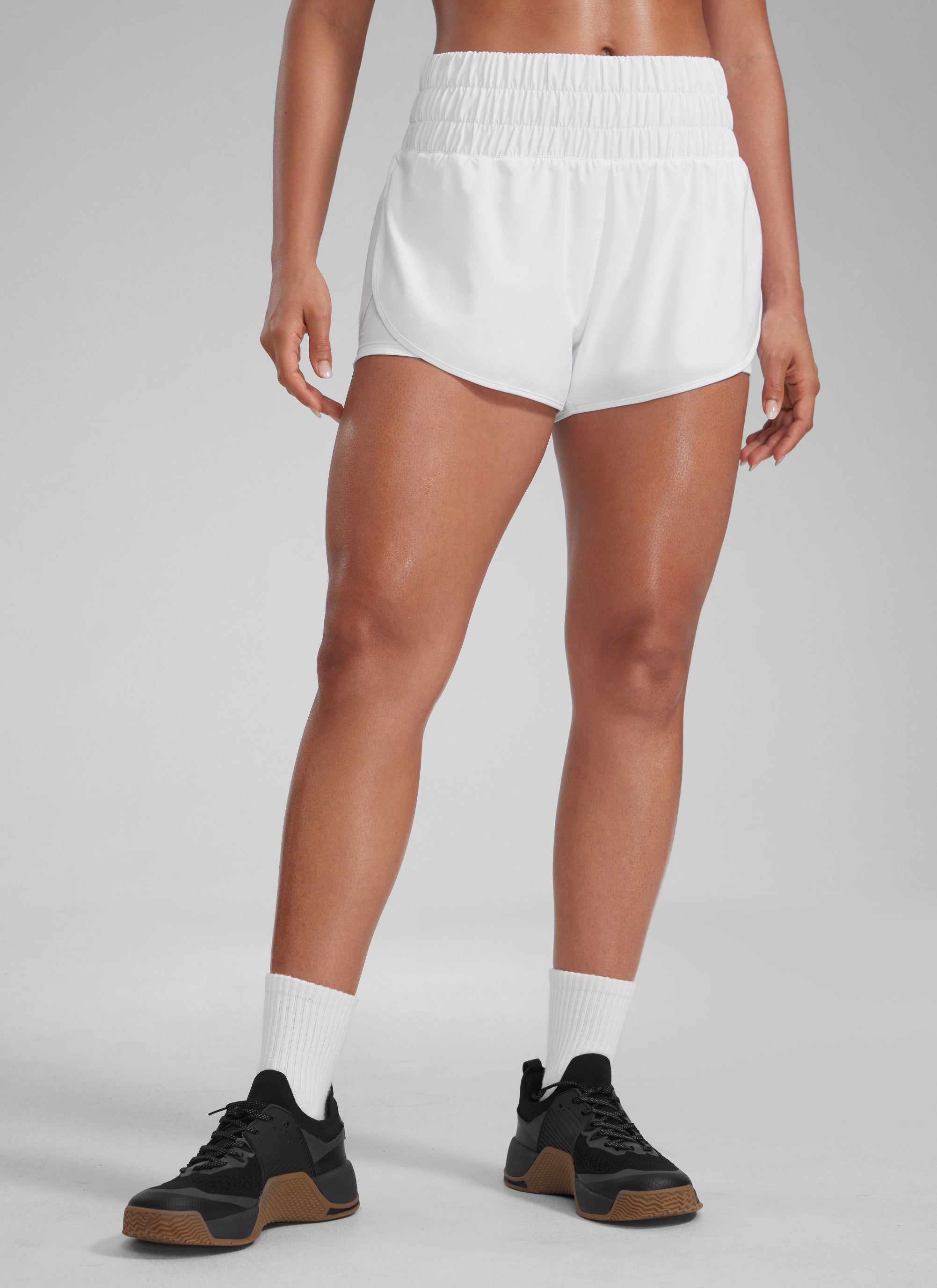 CRZ YOGA Women's Train High-Rise 2 in 1 Shorts with Pocket 3'' White