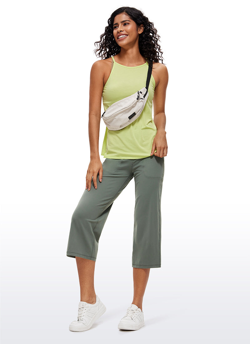 CRZ YOGA Women's Butterluxe High Rise Wide Leg Pants with Pockets 23'' Grey Sage