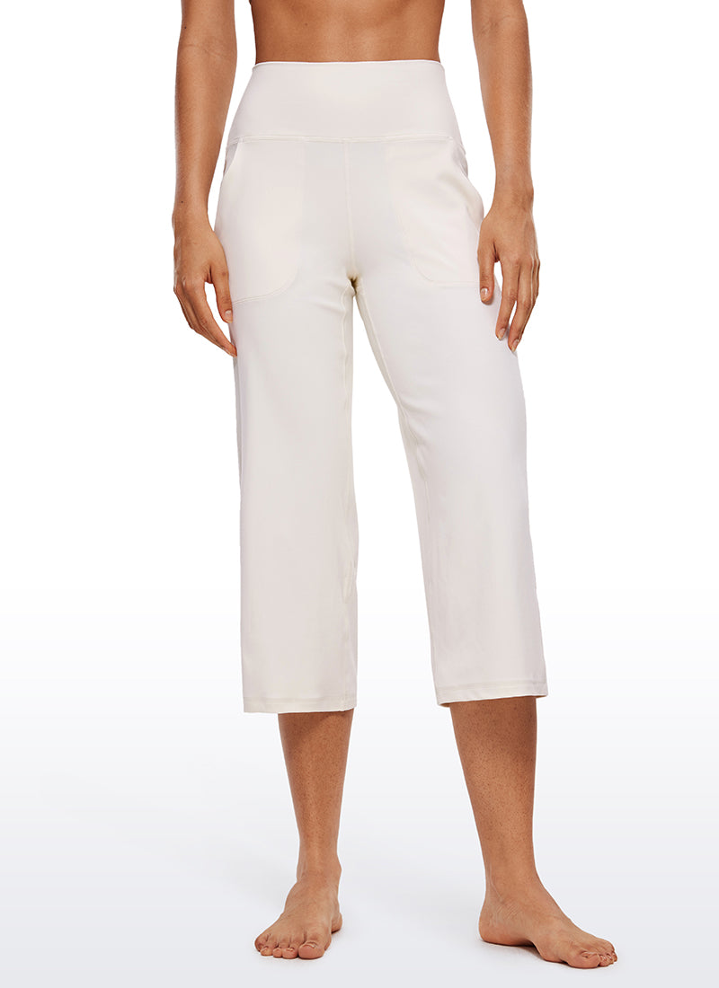 CRZ YOGA Women's Butterluxe High Rise Wide Leg Pants with Pockets 23'' White Apricot