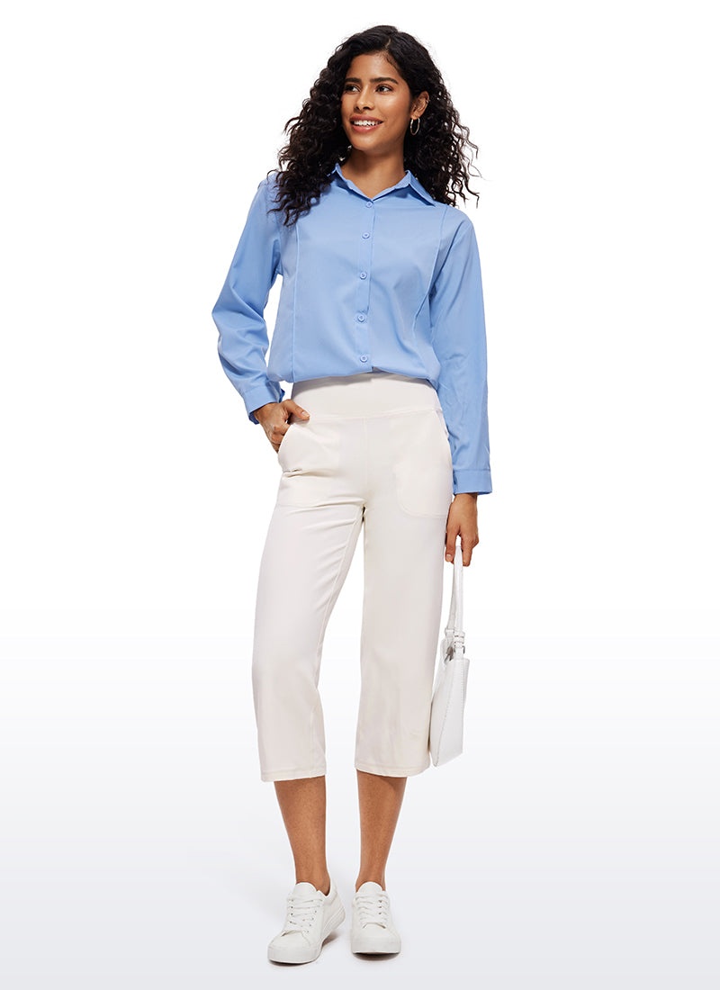 CRZ YOGA Women's Butterluxe High Rise Wide Leg Pants with Pockets 23'' White Apricot