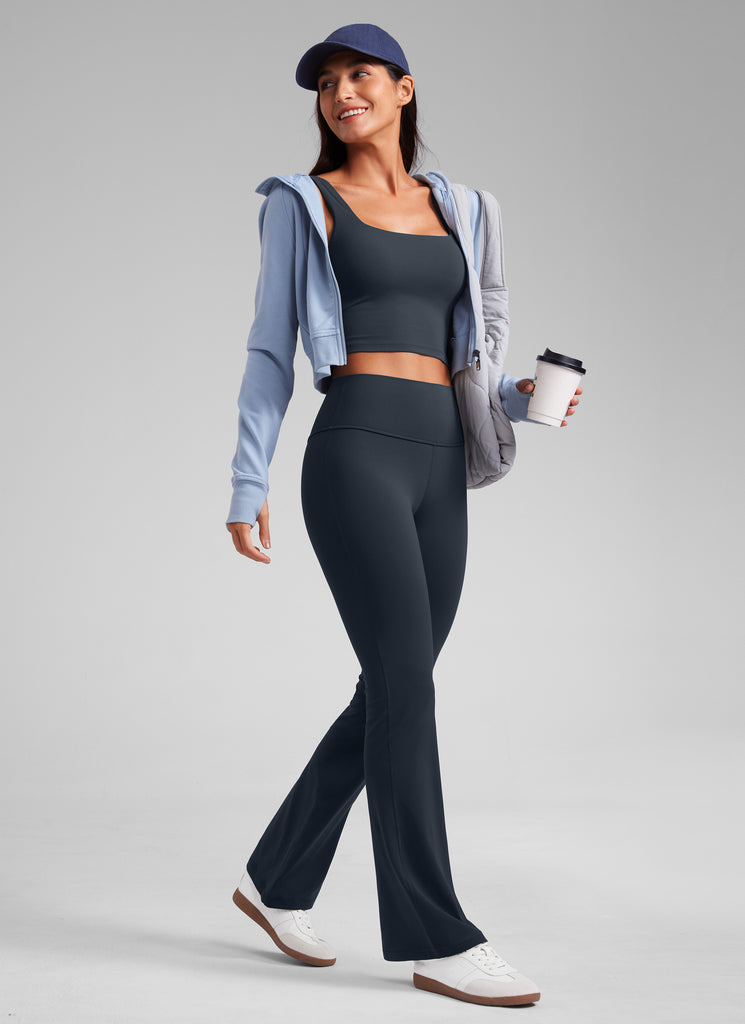 Butterluxe High Waist Flare Wide Leg Bootcut Pockets Leggings 31" True Navy