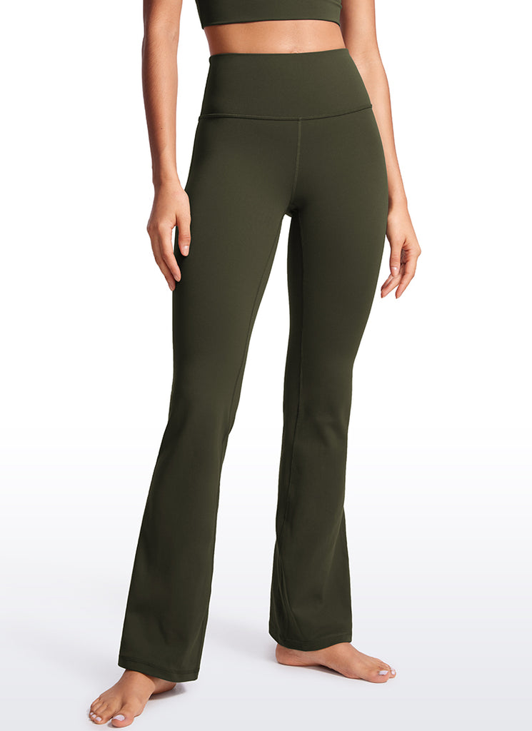 Butterluxe High Waist Flare Wide Leg Bootcut Pockets Leggings 31" Olive Green