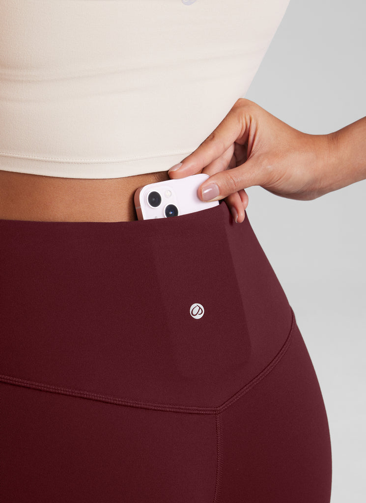 Butterluxe High Waist Flare Wide Leg Bootcut Pockets Leggings 31" Red Merlot