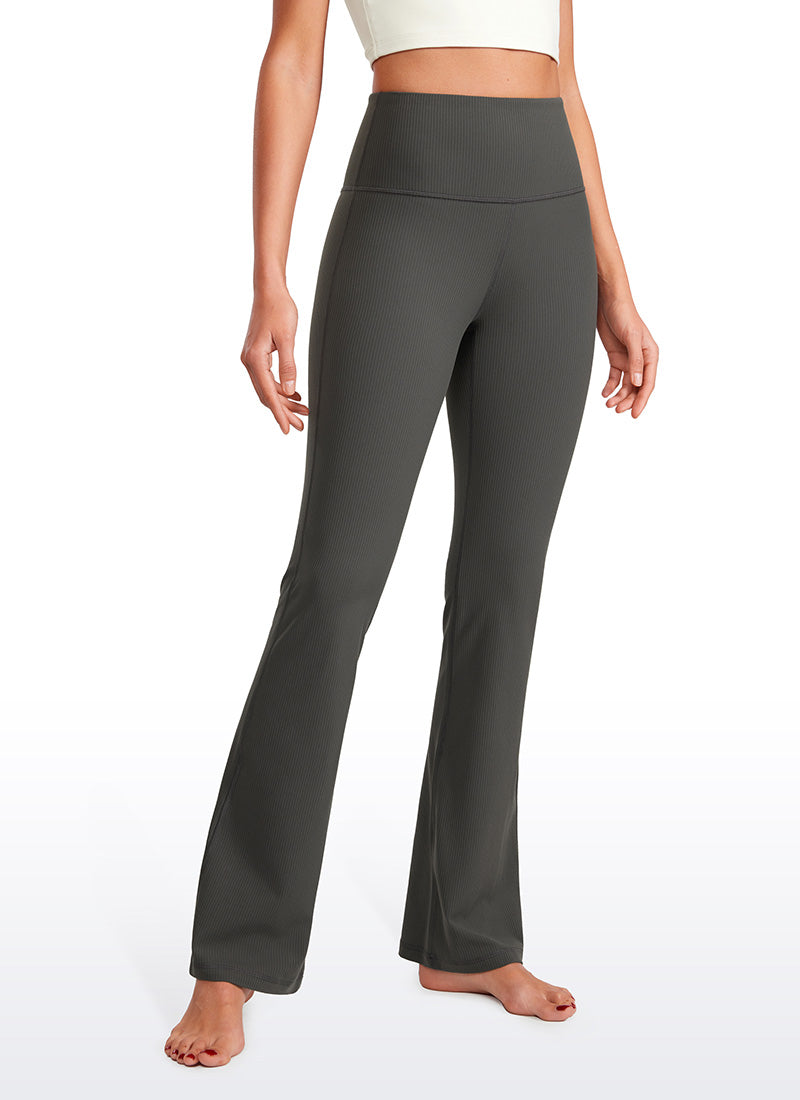 CRZ YOGA Womens Ribbed Pocket High Waist Bootcut  Flare Leggings 31