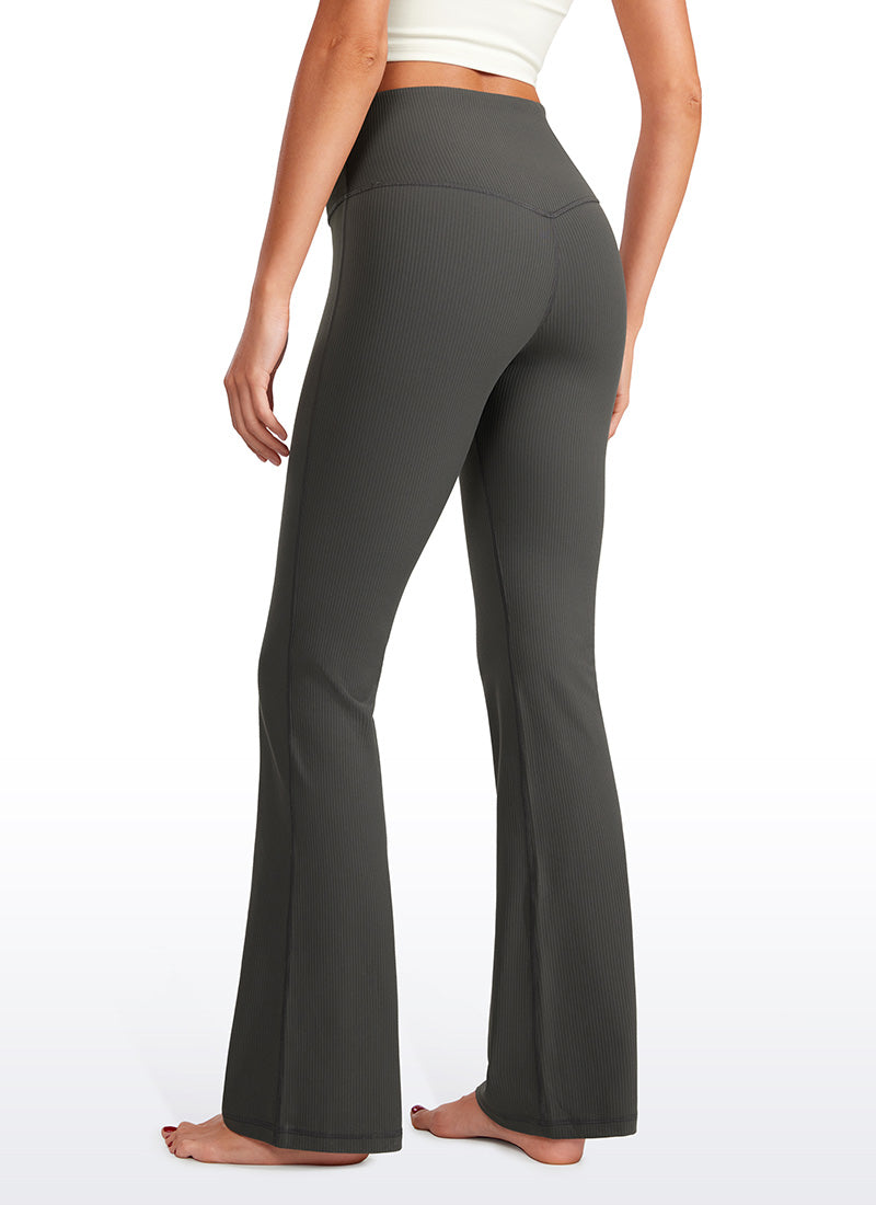CRZ YOGA Womens Ribbed Pocket High Waist Bootcut  Flare Leggings 31