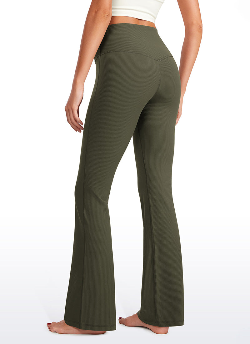 CRZ YOGA Womens Ribbed Pocket High Waist Bootcut  Flare Leggings 31