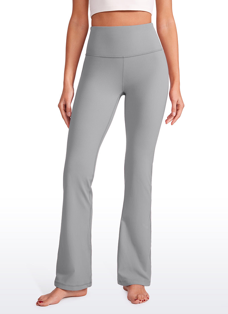 CRZ YOGA Womens Ribbed Pocket High Waist Bootcut  Flare Leggings 31