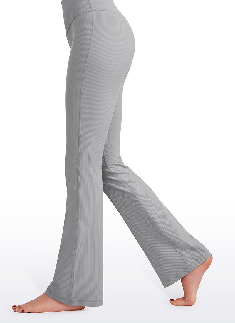 CRZ YOGA Womens Ribbed Pocket High Waist Bootcut  Flare Leggings 31