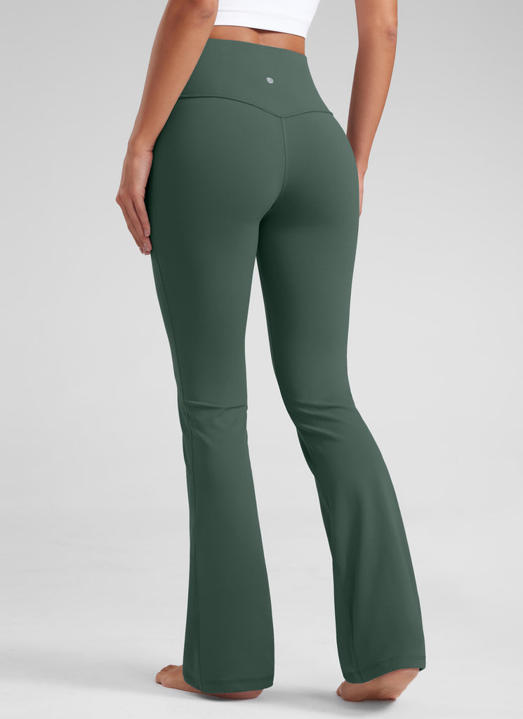 CRZ YOGA Women's Butterluxe High Waist Flare Leg Bootcut Leggings 32" Red Merlot