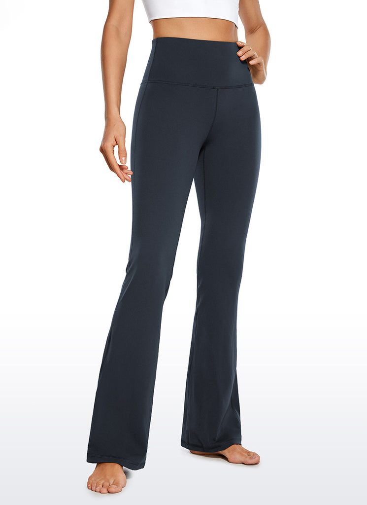 Butterluxe High Waist Flare Wide Leg Bootcut Pockets Leggings 33" Black