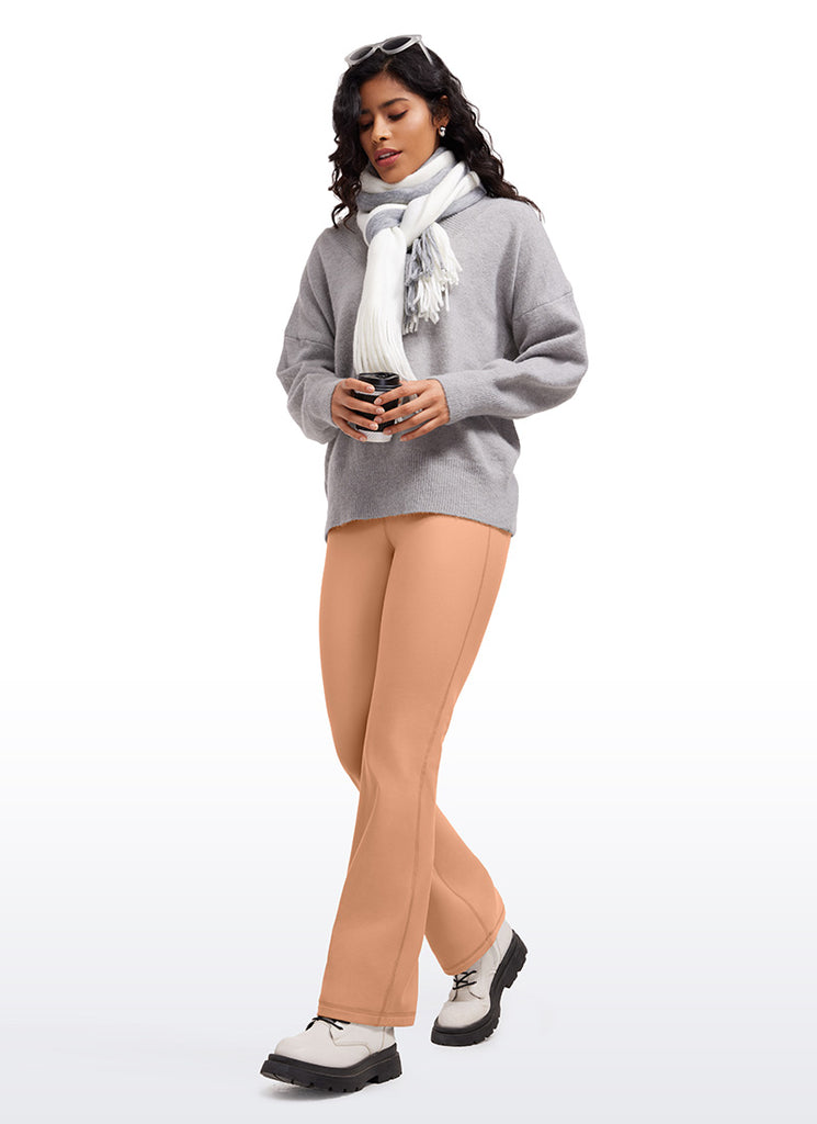 CRZ YOGA Womens Fleece Lined Flare Leggings 31" Sparkle Blue