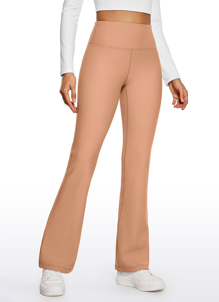 CRZ YOGA Womens Fleece Lined Flare Leggings 31" Mocha Mousse