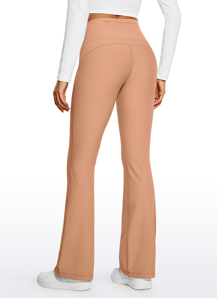 CRZ YOGA Womens Fleece Lined Flare Leggings 31" Mocha Mousse