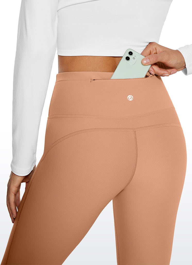 CRZ YOGA Womens Fleece Lined Flare Leggings 31" Mocha Mousse