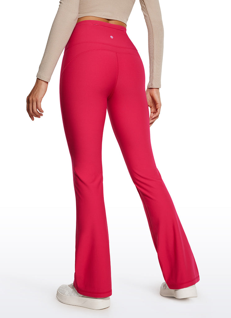CRZ YOGA Womens Fleece Lined Flare Leggings 31" Viva Magenta