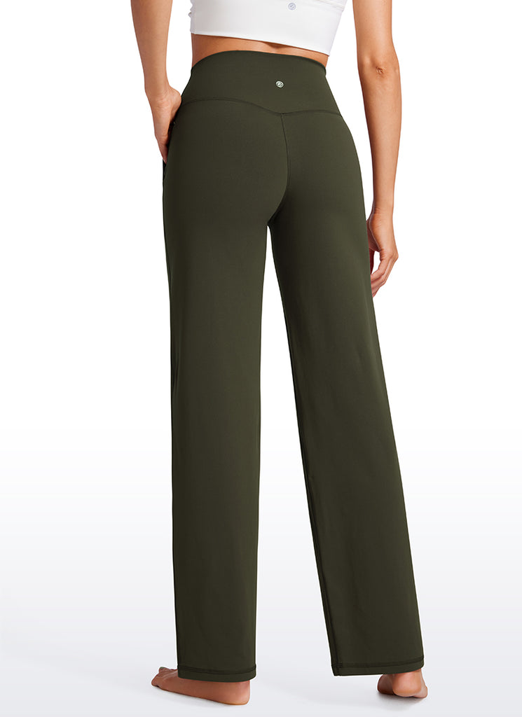 CRZ YOGA Women's Butterluxe High Rise Wide Leg Pants with Pockets 31'' Grey Sage