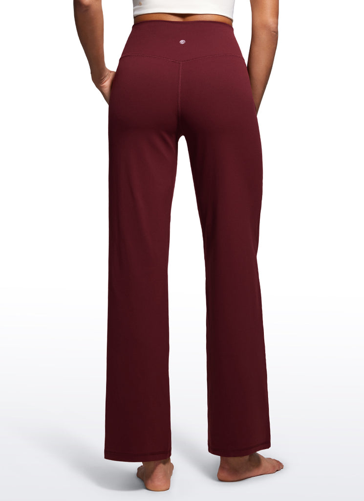 CRZ YOGA Women's Butterluxe High Rise Wide Leg Pants with Pockets 31'' Red Merlot