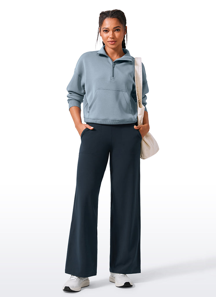 CRZ YOGA Women's Butterlift High Waisted Wide Leg Pants with Pockets True Navy