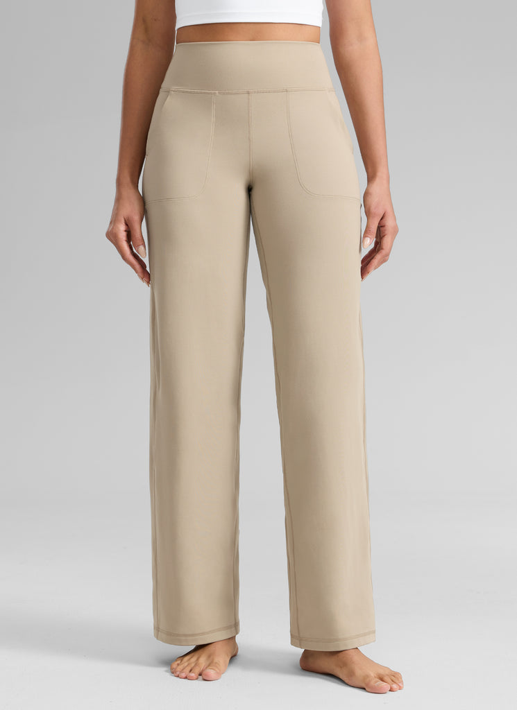 CRZ YOGA Women's Butterlift High Waisted Wide Leg Pants with Pockets Oak