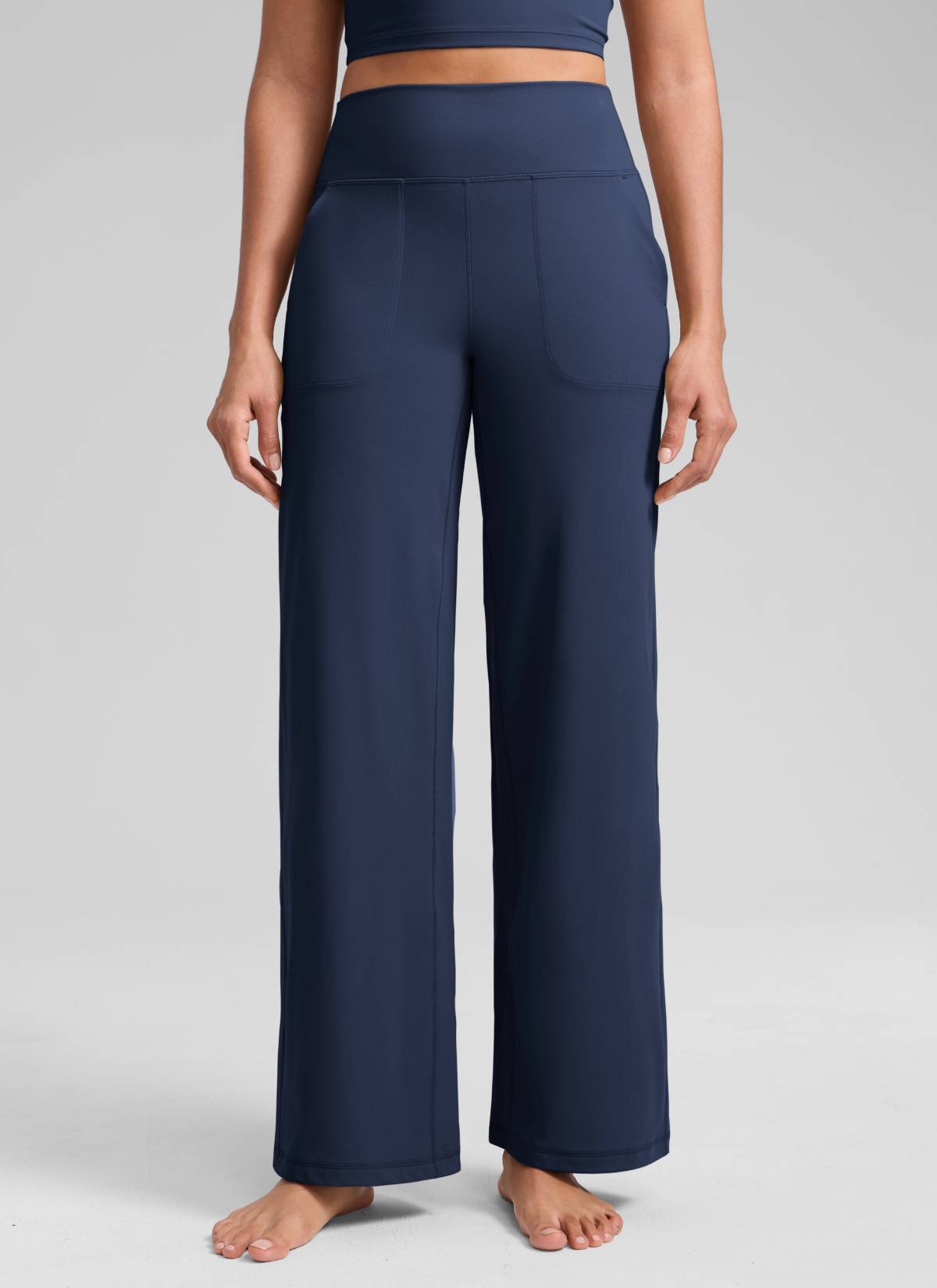 CRZ YOGA Women's Butterlift High Waisted Wide Leg Pants with Pockets Club Blue