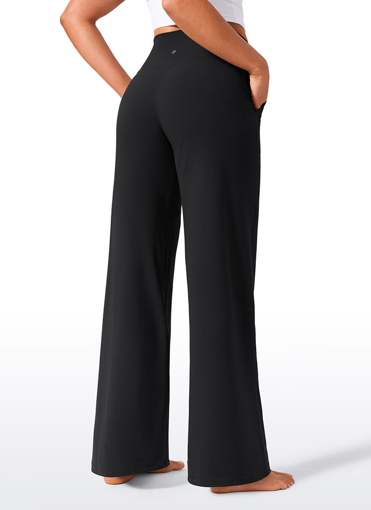 CRZ YOGA Women's Butterlift High Waisted Wide Leg Pants with Pockets 33" Mysterious Grey