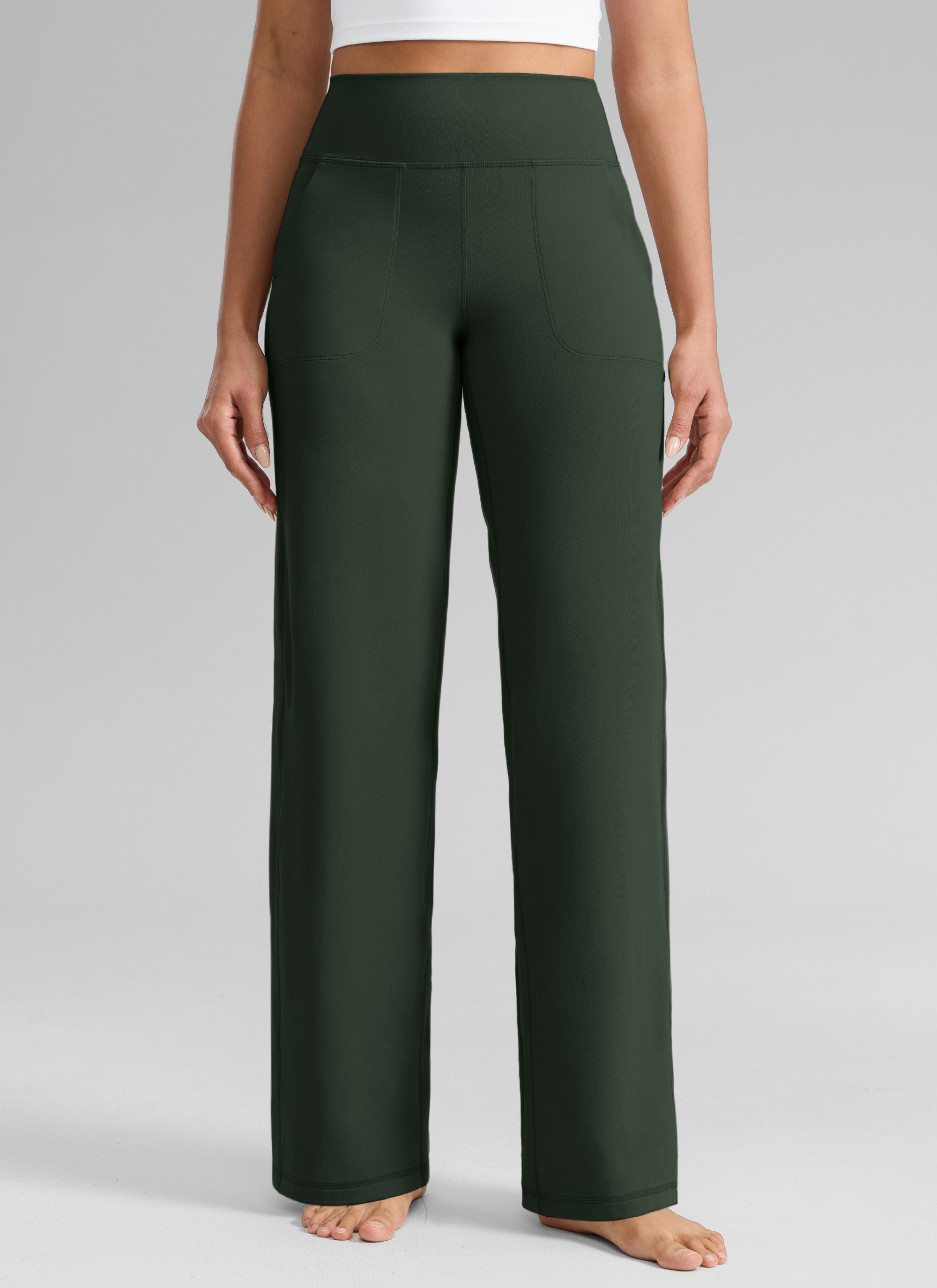 high waisted yoga dress pants CRZ Women's Butterlift Wide Leg with Pockets 33