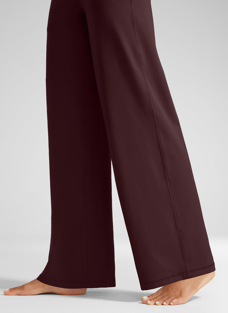 CRZ YOGA Women's Butterlift High Waisted Wide Leg Pants with Pockets 33" Ripe Plum