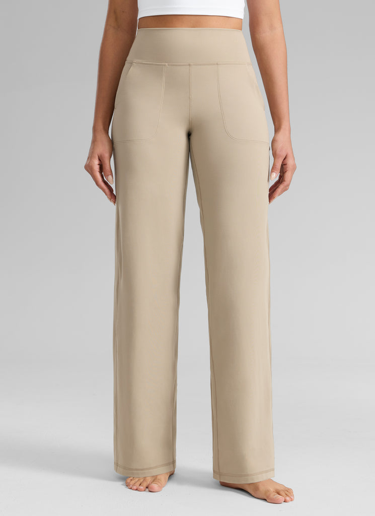 CRZ YOGA Women's Butterlift High Waisted Wide Leg Pants with Pockets 33" Mysterious Grey