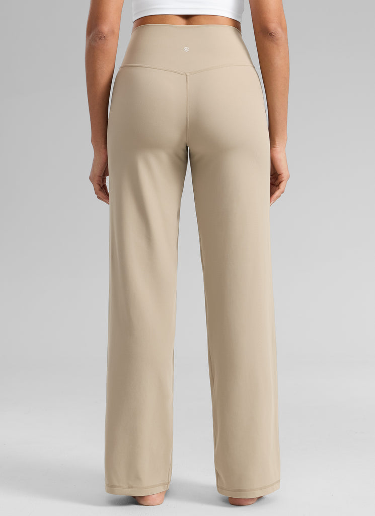 CRZ YOGA Women's Butterlift High Waisted Wide Leg Pants with Pockets 33" Oak
