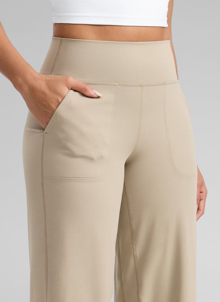 CRZ YOGA Women's Butterlift High Waisted Wide Leg Pants with Pockets 33" Oak