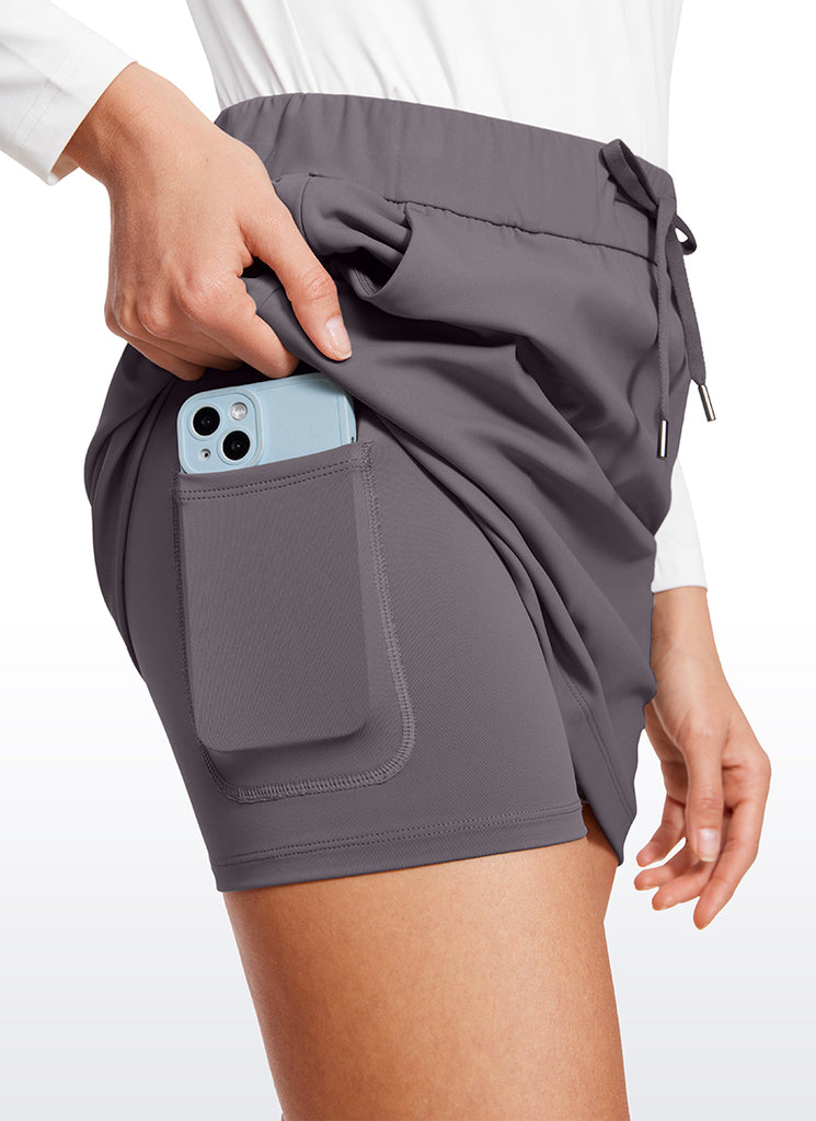 CRZ YOGA Women's Casual Golf Stretch High-Rise Drawstring Skirts 15" Noctilucence Red