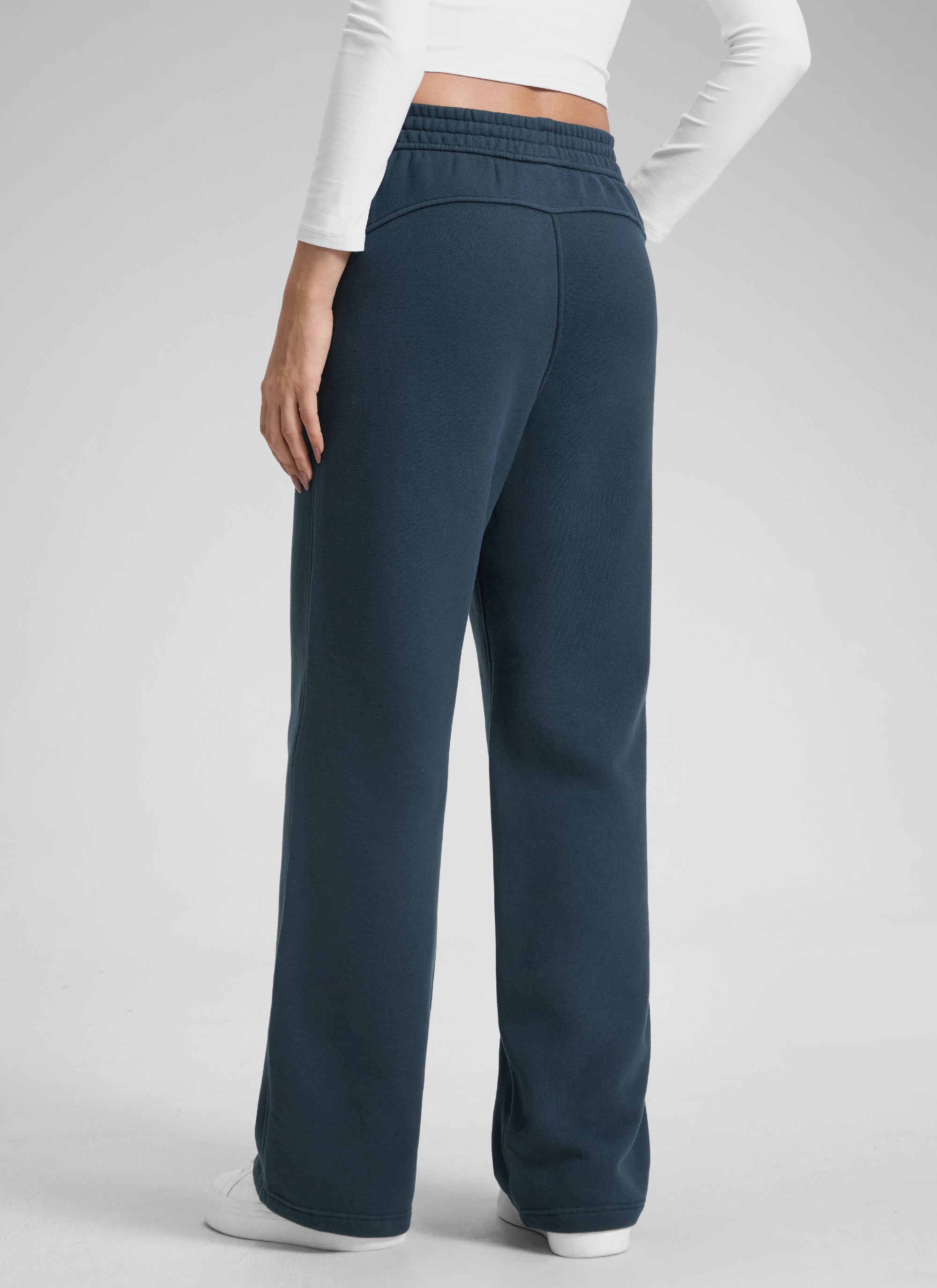 CRZ YOGA Womens Cotton Fleece Lined Straight Leg Lounge