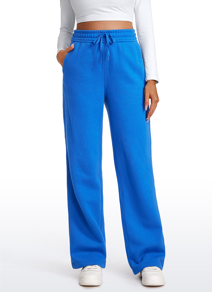 CRZ YOGA Womens Cotton Fleece Lined Straight Leg Lounge Sweatpants30'' Sparkle Blue