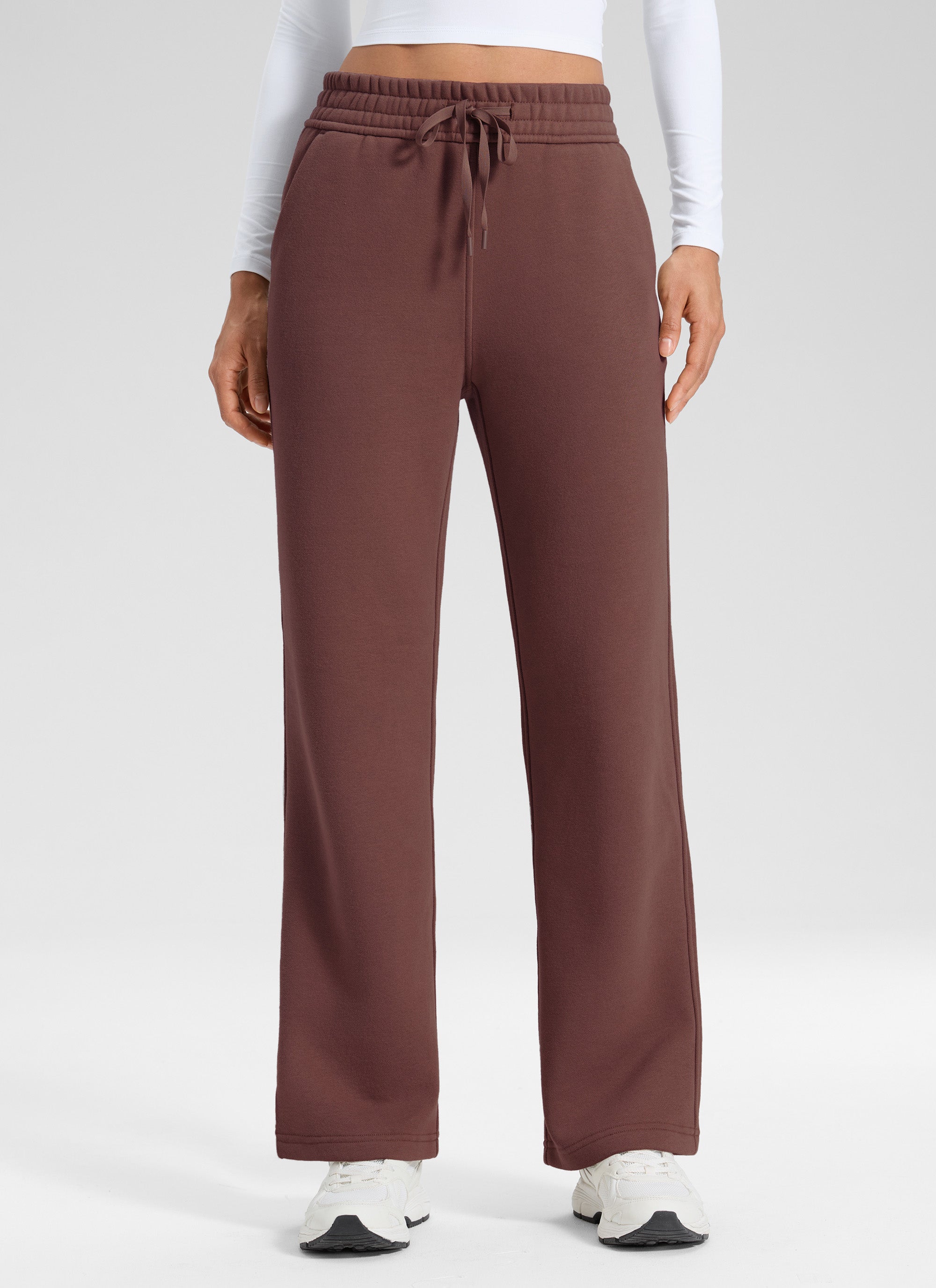 CRZ YOGA Womens Cotton Fleece Lined Straight Leg Lounge