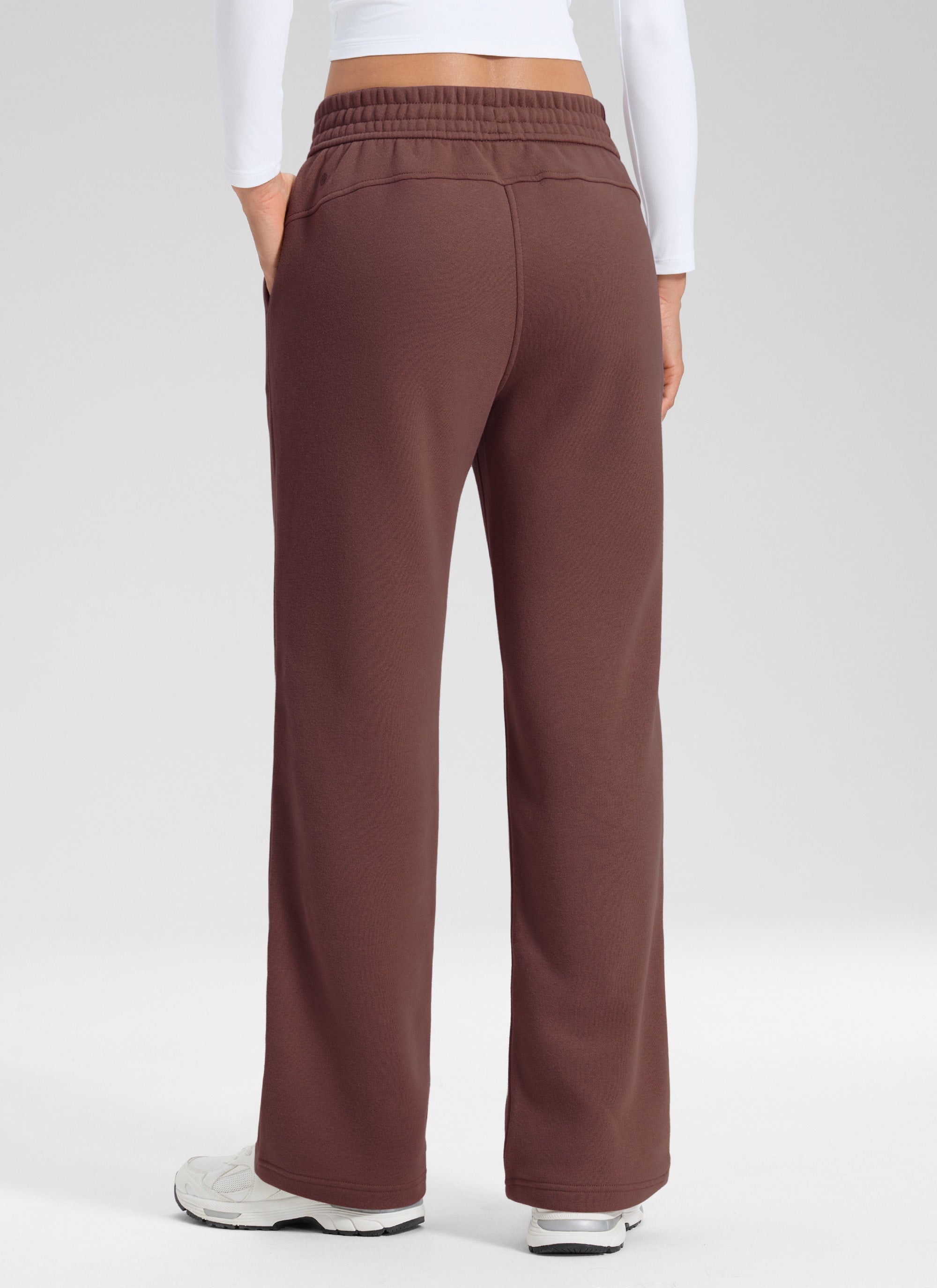 CRZ YOGA Womens Cotton Fleece Lined Straight Leg Lounge