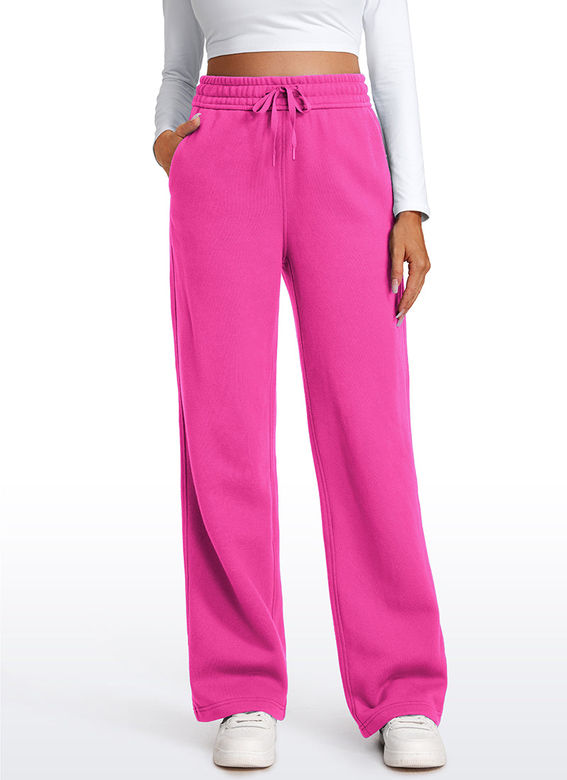CRZ YOGA Womens Cotton Fleece Lined Straight Leg Lounge