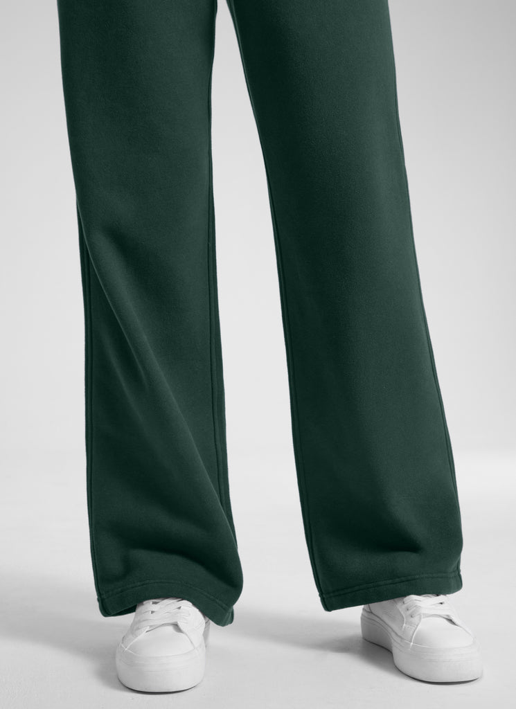 CRZ YOGA Womens Cotton Fleece Lined Straight Leg Lounge Sweatpants30'' Legend Green