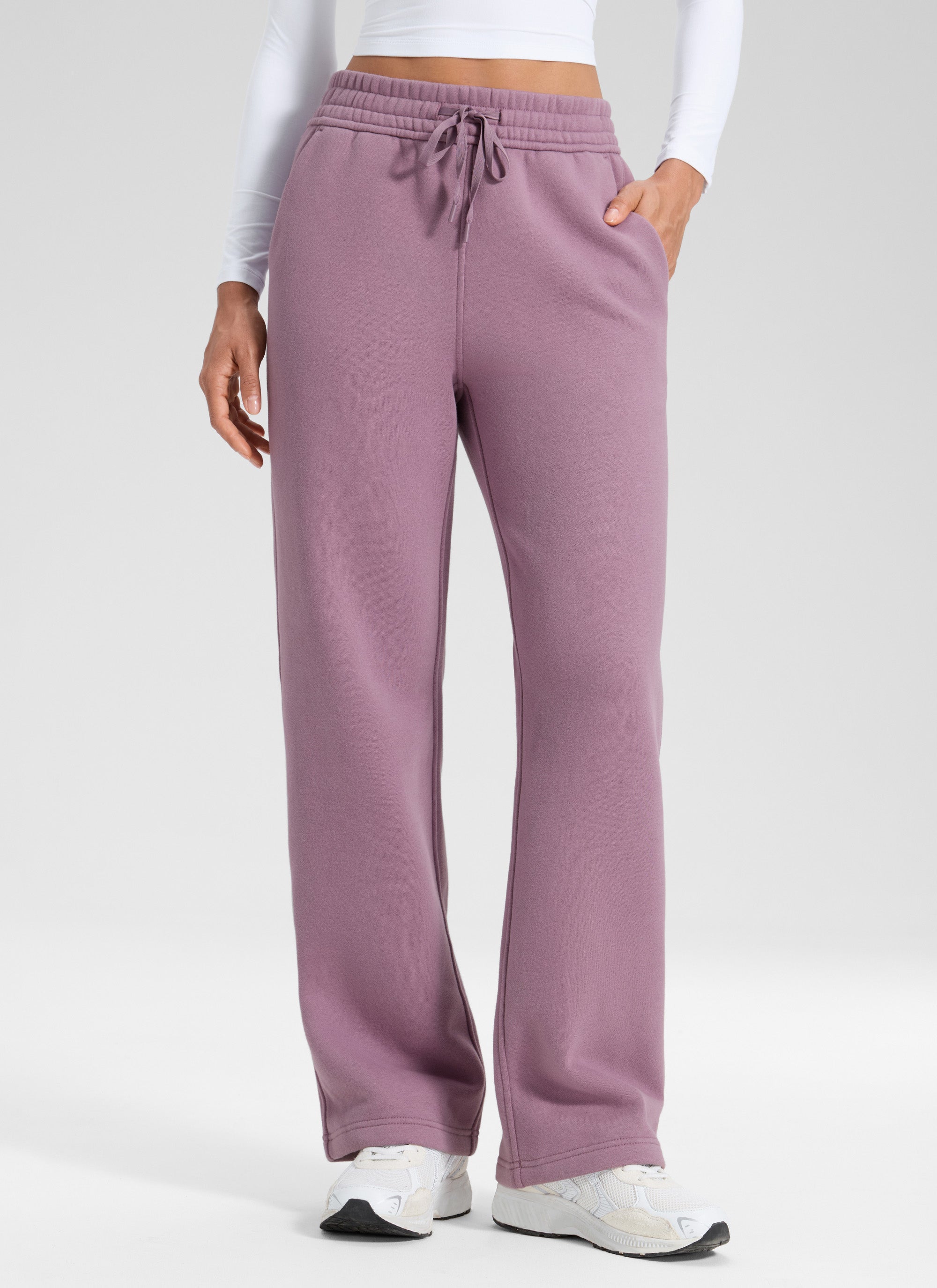 CRZ YOGA Womens Cotton Fleece Lined Straight Leg Lounge
