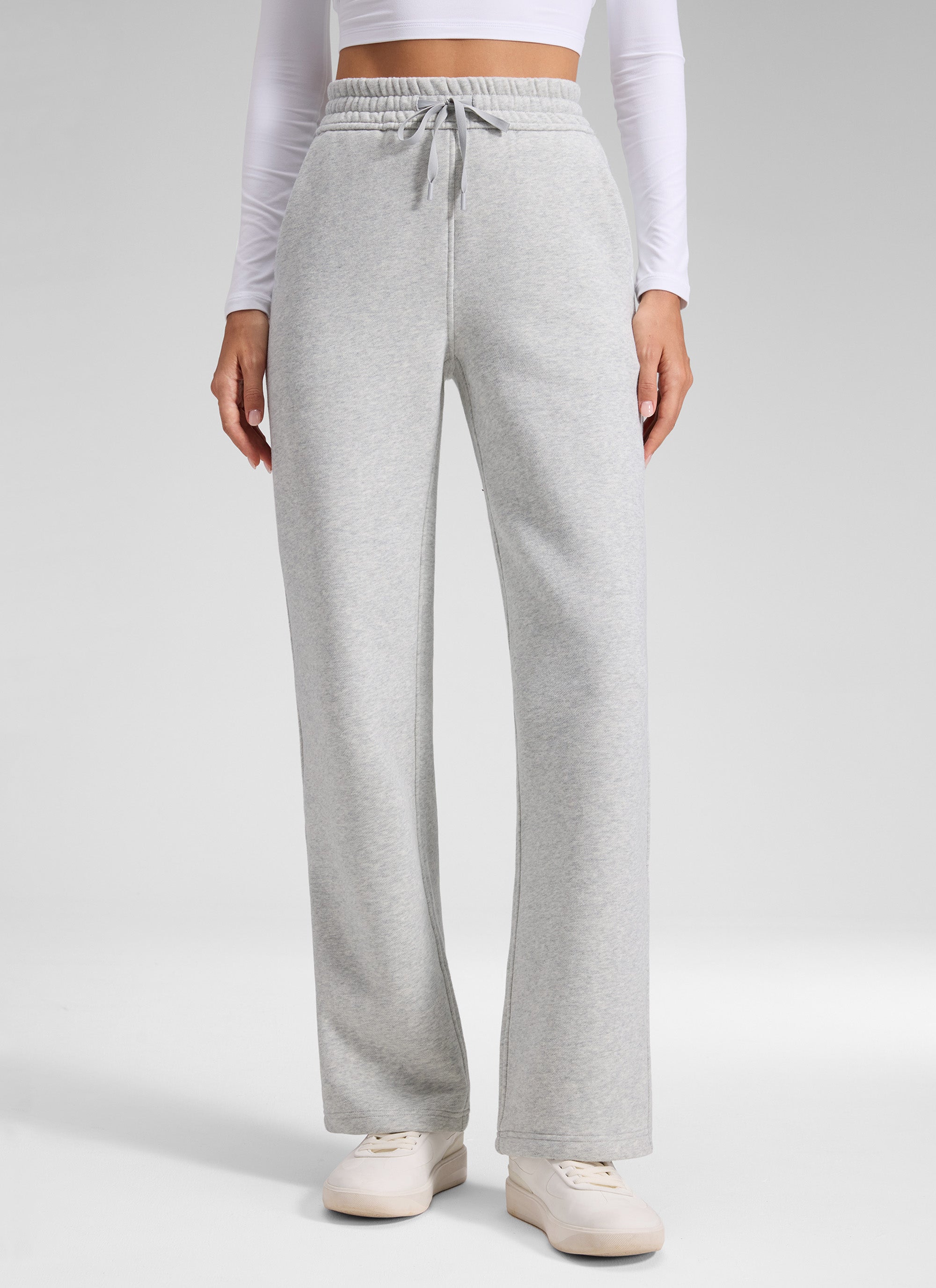 CRZ YOGA Womens Cotton Fleece Lined Straight Leg Lounge