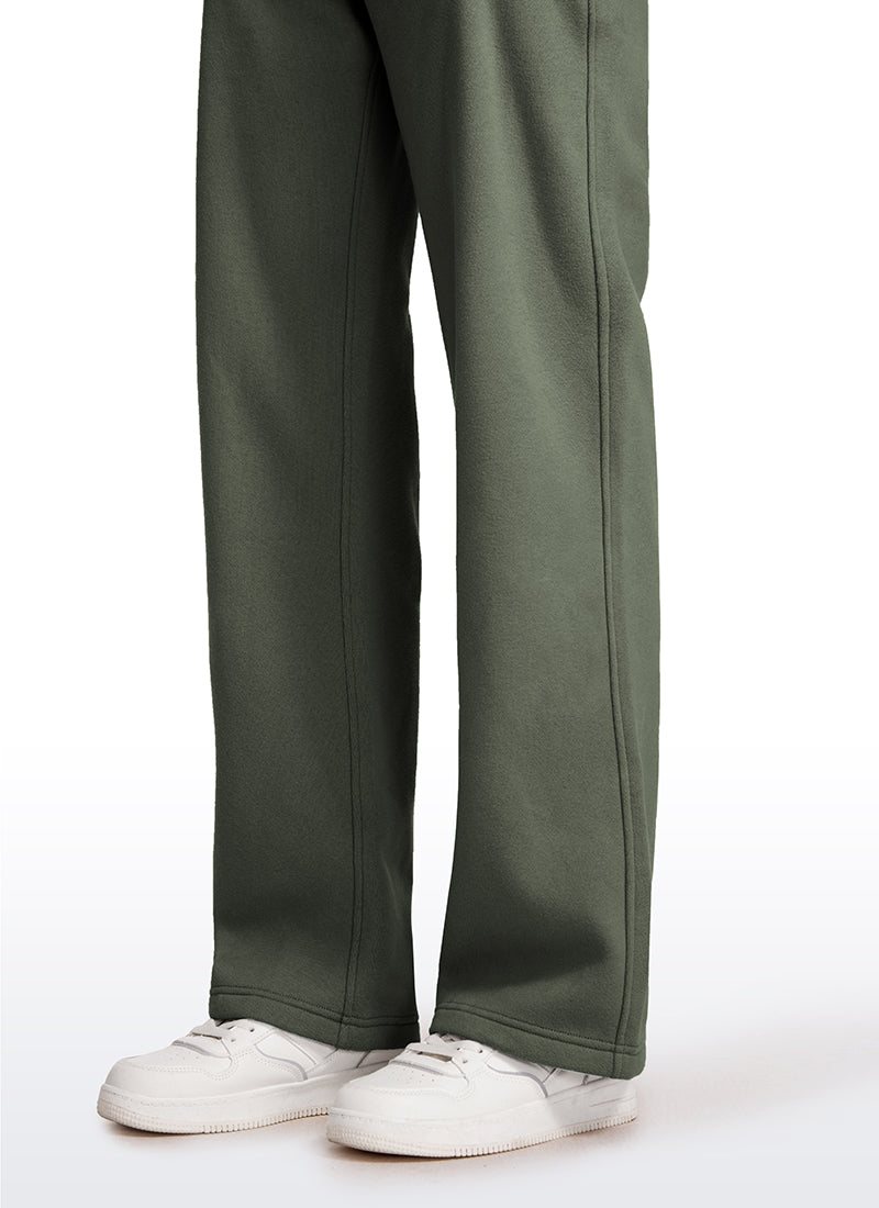 Cotton Fleece Lined Straight Leg Sweatpants 30''