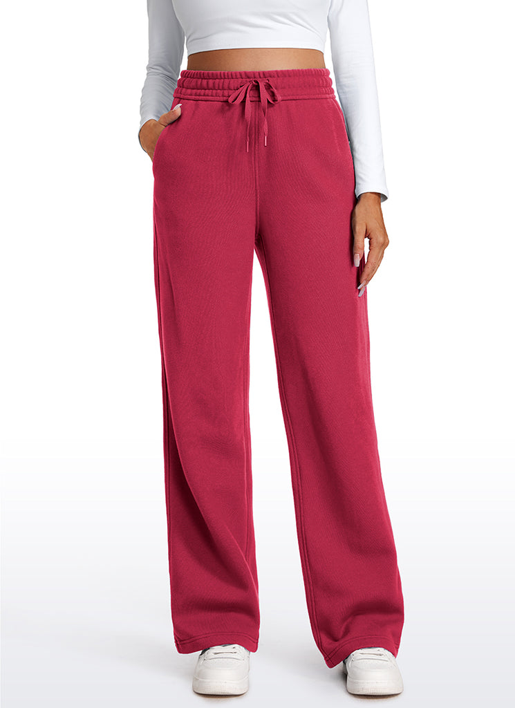 CRZ YOGA Womens Cotton Fleece Lined Straight Leg Lounge Sweatpants30'' Pomegranate