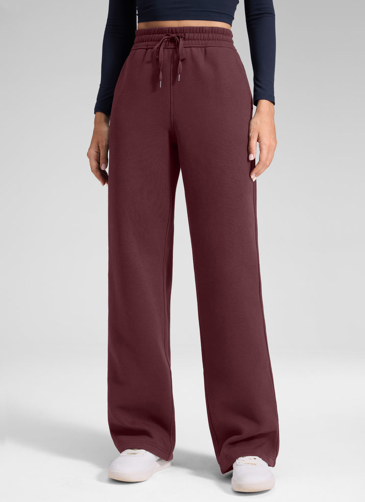 CRZ YOGA Women's Cotton Fleece Lined Casual Straight Leg Pant 32'' Milky White