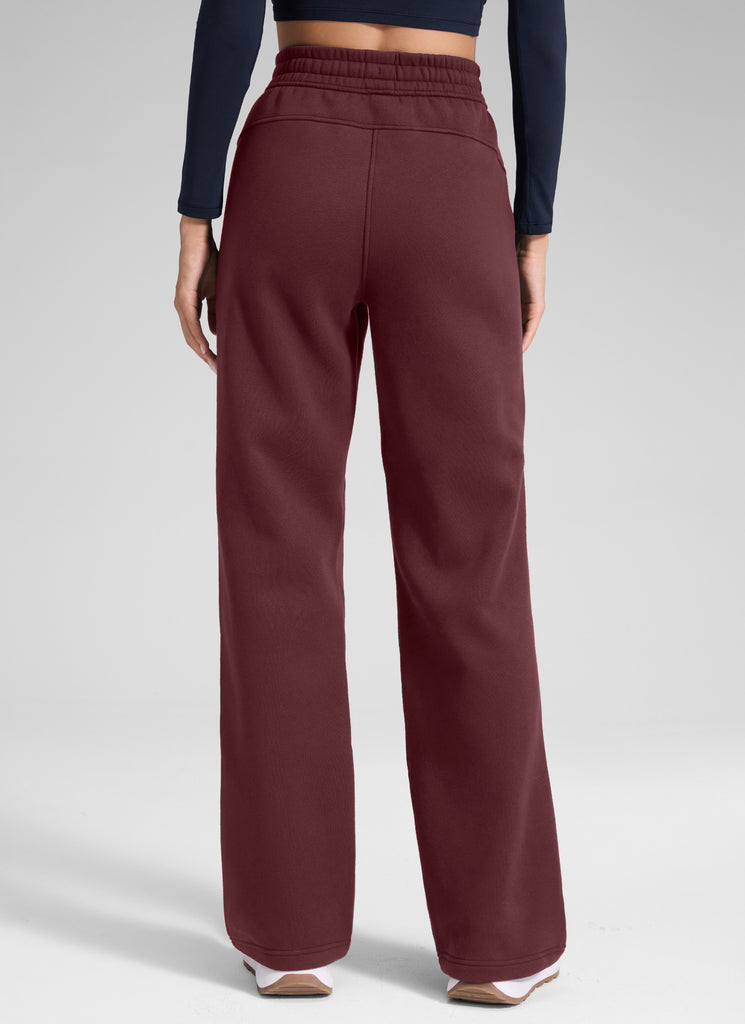 CRZ YOGA Women's Cotton Fleece Lined Casual Straight Leg Pant 32'' Milky White